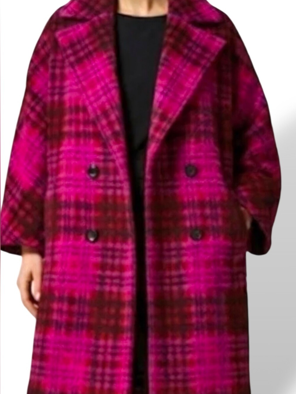 Marina Rinaldi "Tableau" Plaid Coat